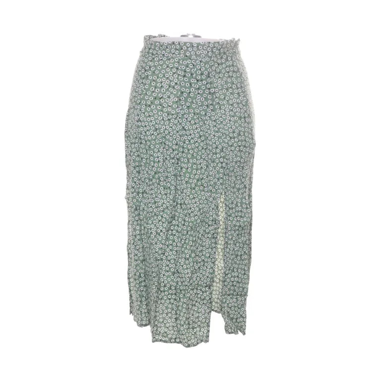 H&M | Groen-witte maxi-rok met bloemenprint