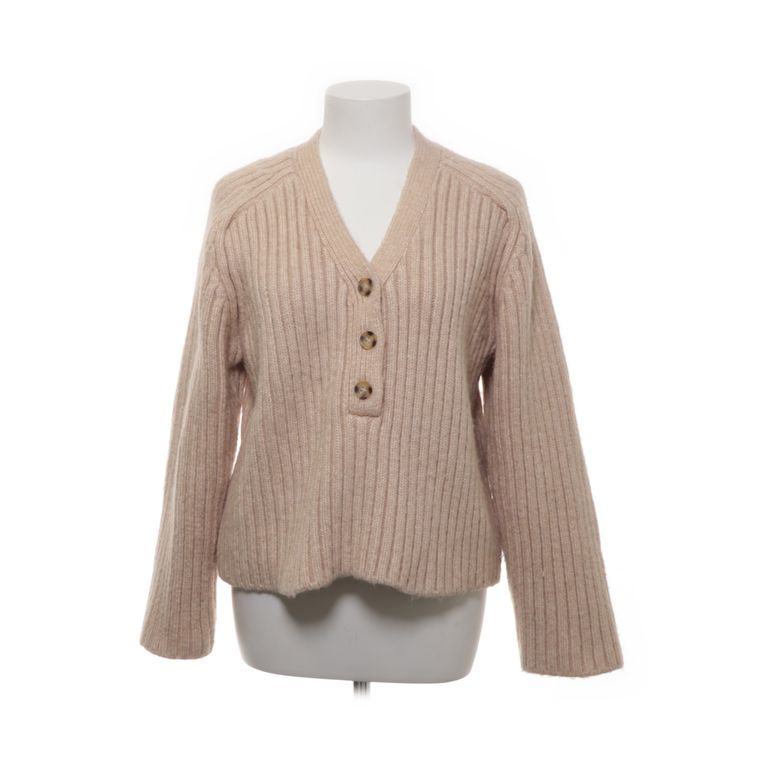 Zara | Beige geribbelde trui met knopen