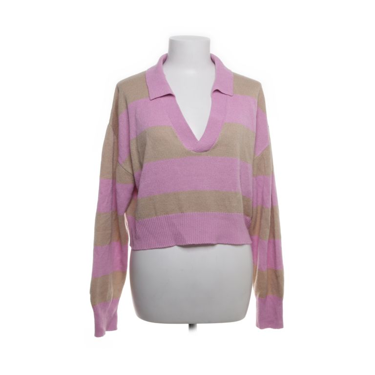 Divided by H&M | Beige en roze gestreepte trui met V-hals