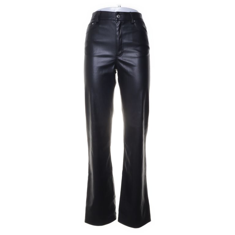 Zara | Zwarte leren broek met rechte pijpen