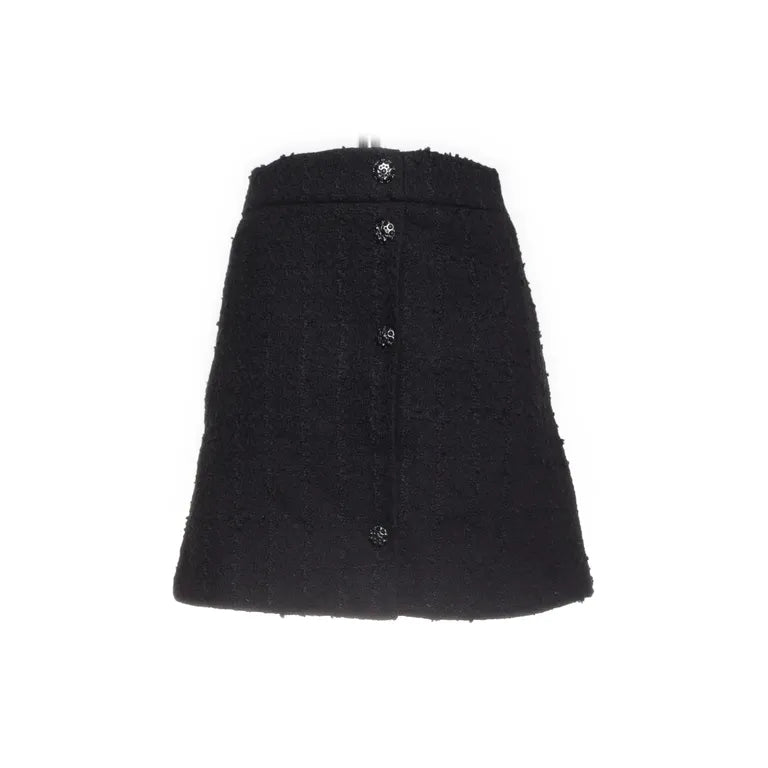 H&M | zwarte bouclé rok knopen