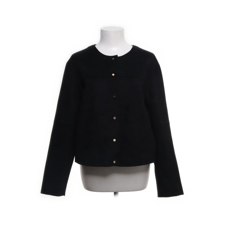 Amisu | Zwarte cropped jas met goudkleurige knopen