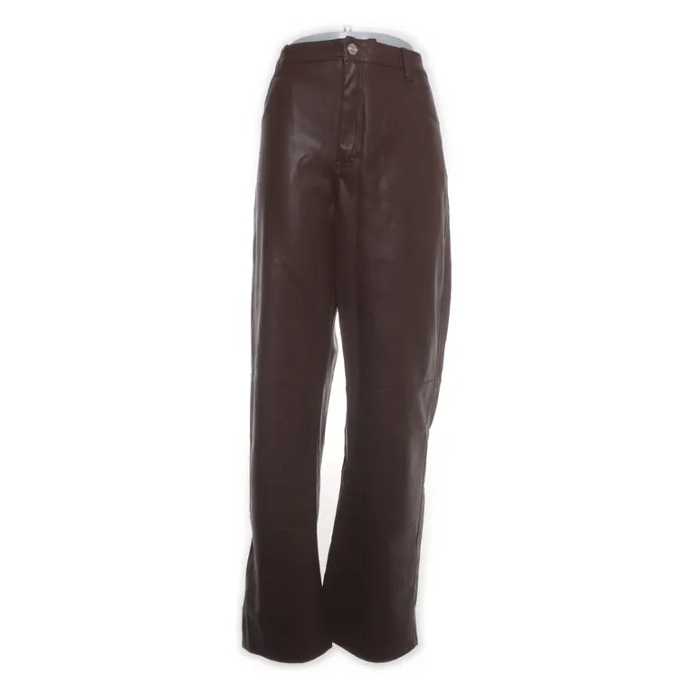 Bershka | Bruine leren broek met rechte pijpen