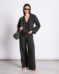 JannJune | Linen Drawstring Pants Sjov Dark Olive