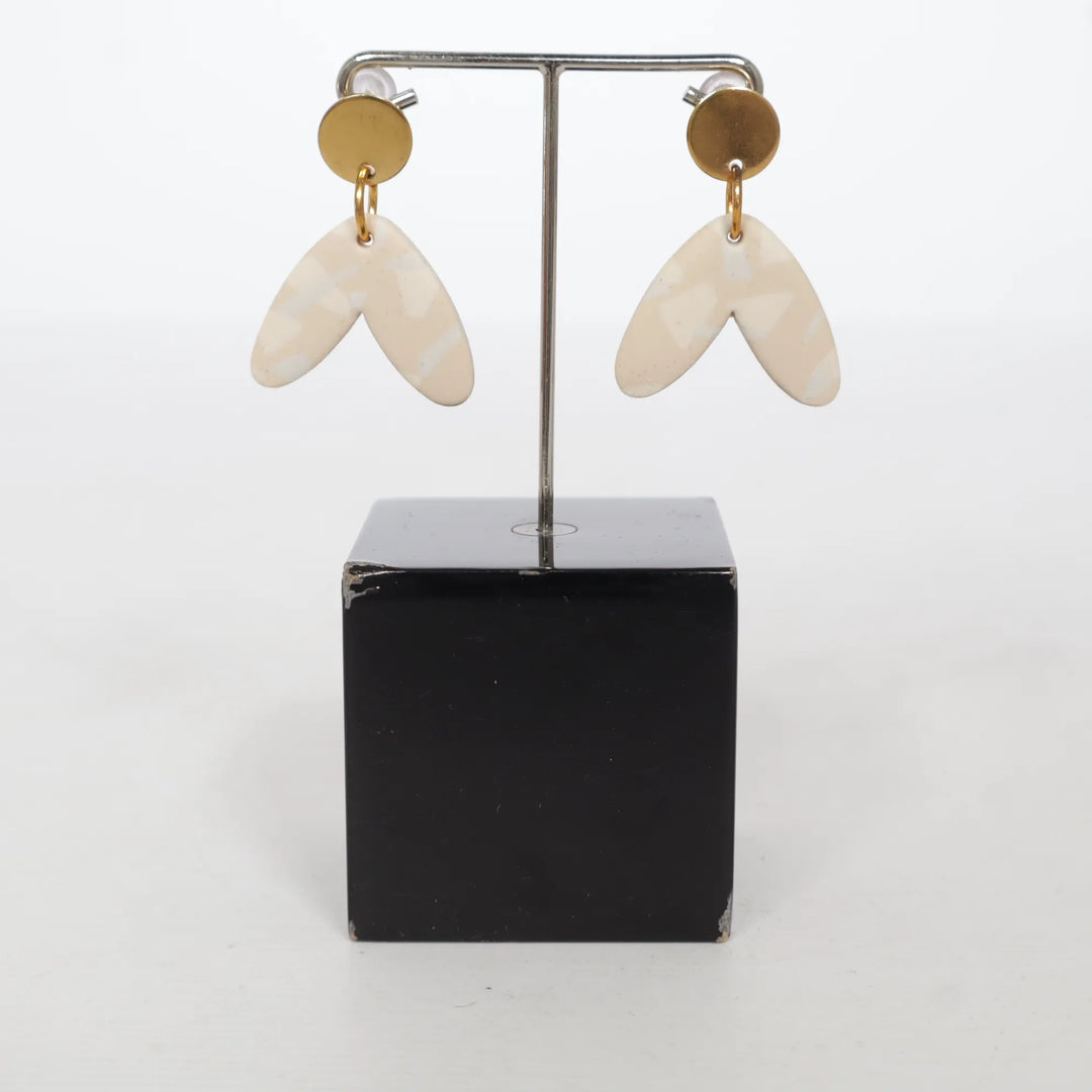 Beige, Goud - Oorbellen