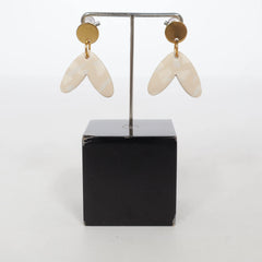 Beige, Goud - Oorbellen