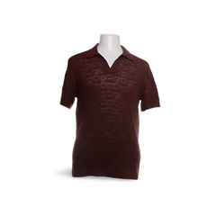Abercrombie & Fitch | Gebreide Polo - Bruin met Textuurpatroon