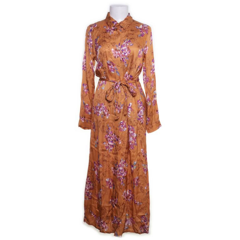 FRNCH | Bruine maxi-jurk met paarse bloemenprint