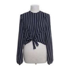 ASOS | Donkerblauwe blouse met witte strepen en strikdetail