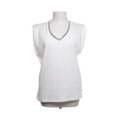 Le Temps des Cerises | Wit mouwloos V-hals shirt