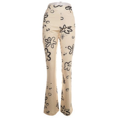 The Open Product | Beige Flared Broek Bloemenprint
