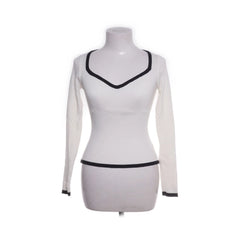 Rihoas | Witte V-hals Trui Met Contrast