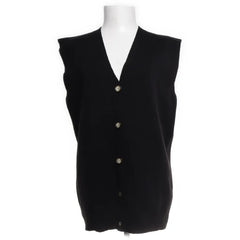 Topshop | Zwarte gebreide mouwloze vest met knopen