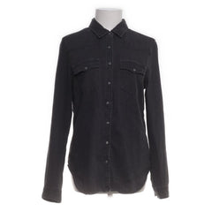Pull & Bear Denim | Zwarte denim blouse met knopen