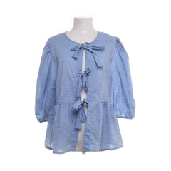 Chica London | Blauwe Katoenen Strikblouse