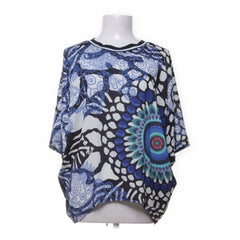 Desigual | Blauwe Bloemenprint Poncho