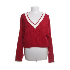 Miss Selfridge | Rode V-hals kabeltrui