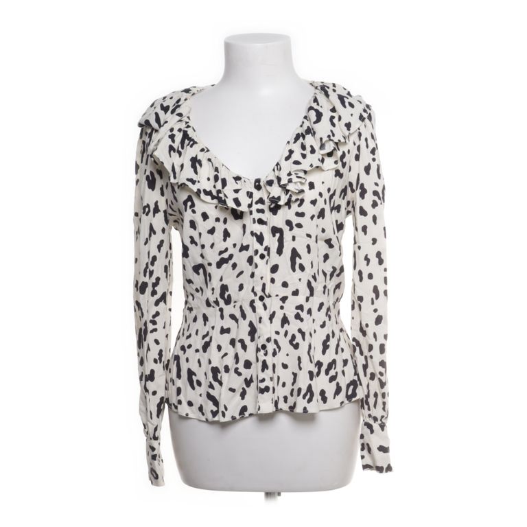 Zara | Wit-zwart blouse met dierenprint en ruches