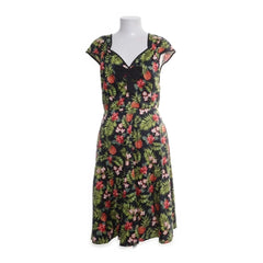Lady Vintage | Zwarte Bloemen Zomerjurk