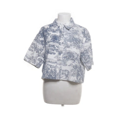 Drôle de Copine | Blauwe cropped blouse met print