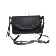 Zwarte schoudertas met studs en ritsdetails