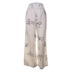 Selected Femme | Beige wijde broek met bloemmotief