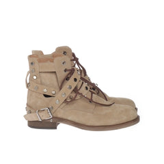 Eva Minge | Beige Suède Enkellaarsjes