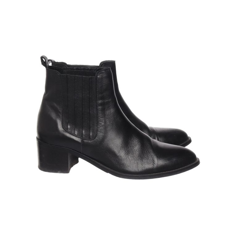 Bianco | Zwarte leren enkellaarsjes