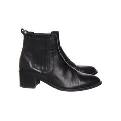 Bianco | Zwarte leren enkellaarsjes