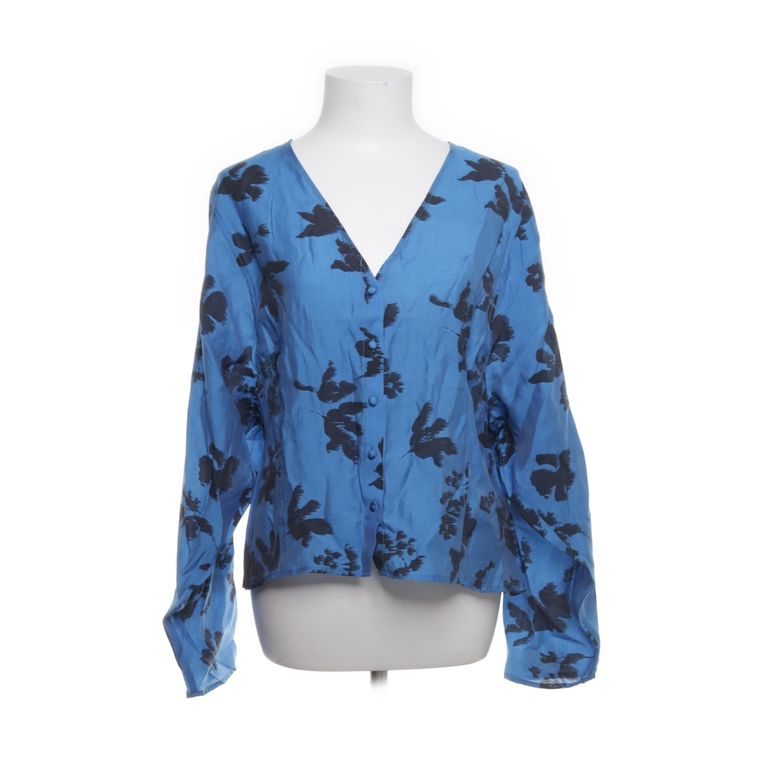Lindex | Blauw blouse met zwarte bloemenprint