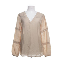 Moves | Beige blouse met V-hals en wijde mouwen