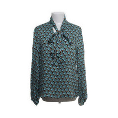 Emily van den Bergh | Turquoise Blouse met Pauwenprint