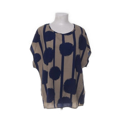 Emery Rose | Beige-blauwe polka dot blouse