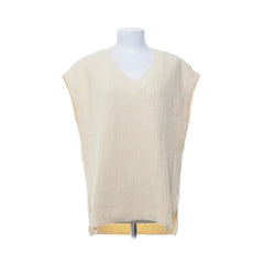 Costes Basic | Crèmekleurige gebreide spencer met V-hals