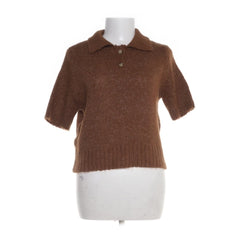 Mango | Bruine gebreide poloshirt