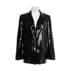 Gina Tricot | Zwart glanzend blazerjack met knoopsluiting