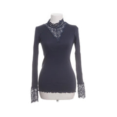 Rosemunde | Grijze kanten geribde top