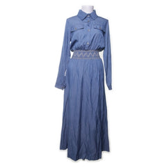 New Collection | Blauwe Denim Maxi-jurk