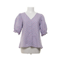 HUNKØN | Paarse Geruite Pofmouwblouse