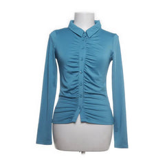 NLY Trend | Lichtblauwe getailleerde blouse met plooien