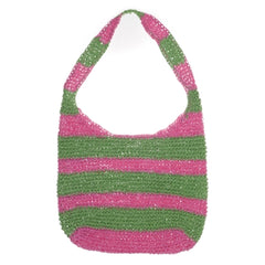 Roze-Groene Gestreepte Schoudertas