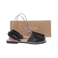 Guelmi | Zwarte Leren Avarca Sandalen