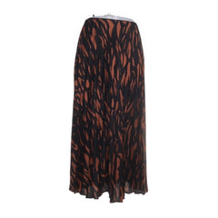 Mango | Zwart-bruine geplooide maxi-rok