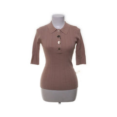 Aéryne x Gina Tricot | Bruine geribde poloshirt