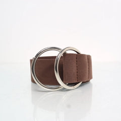 Bruine Leren Dubbele Ring Riem