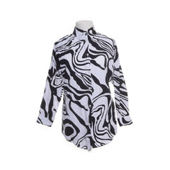 Shirt | Zwart-wit abstracte blouse