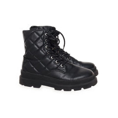 H&M | Zwarte veterlaarzen met gewatteerd patroon