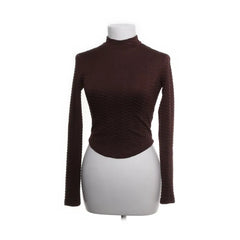 Bershka | Chocoladebruine top met reliëf en colkraag