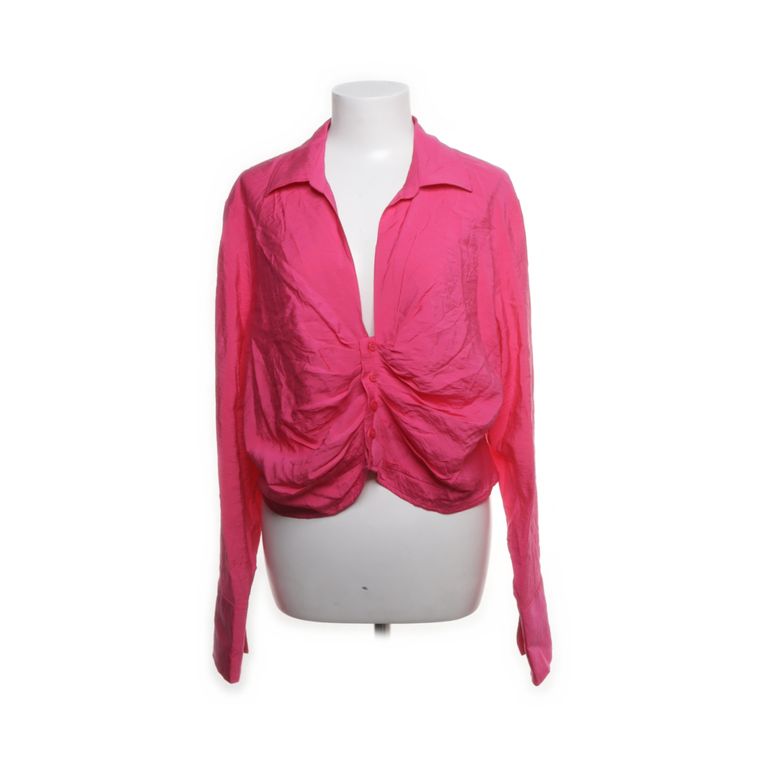 H&M | Felroze geplooide blouse met lange mouwen