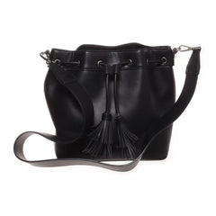 Zwarte Leren Bucket Tas
